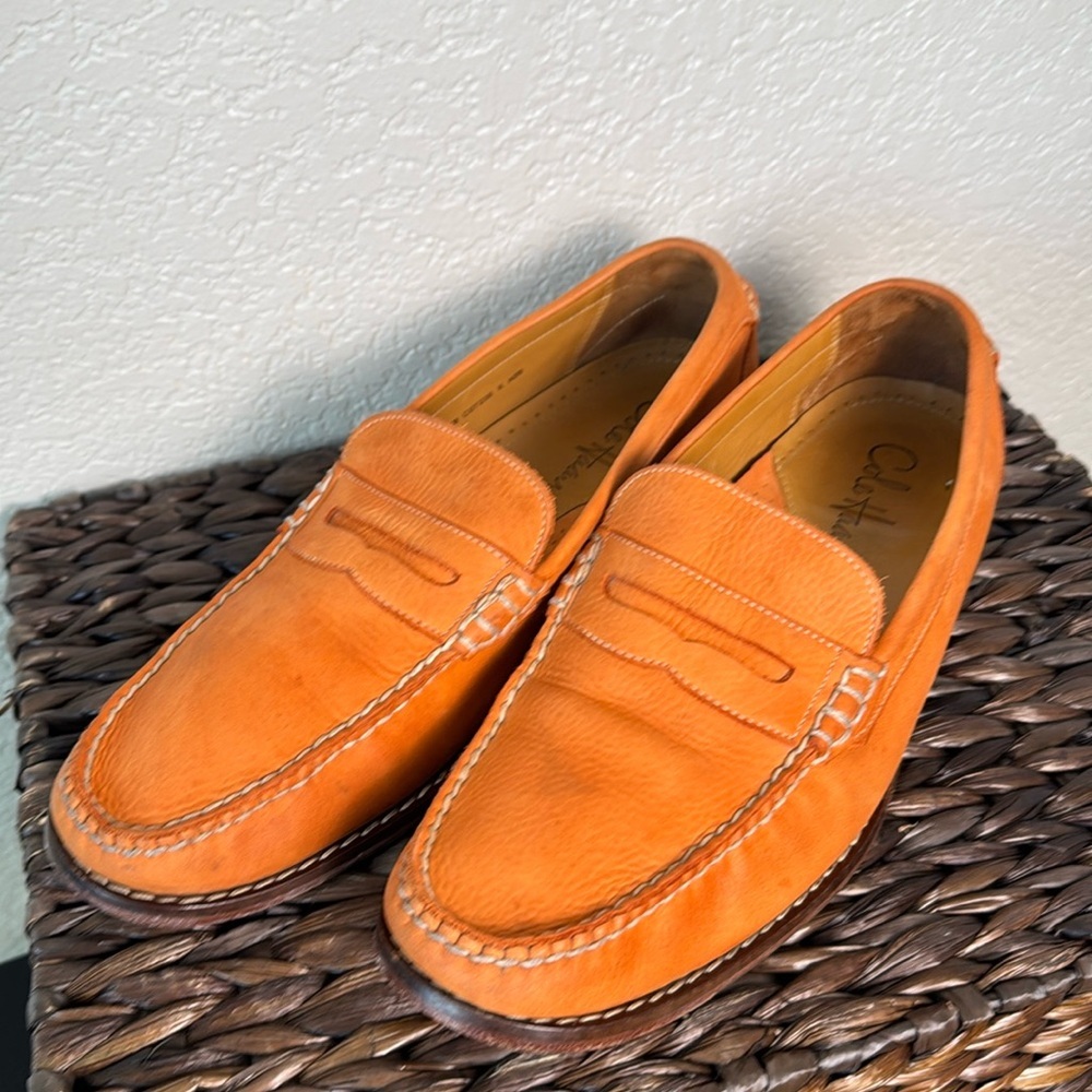 Cole Haan Men’s 10 Nikeair Soles Penny Loafers Reflective Orange Slip Ons C07236